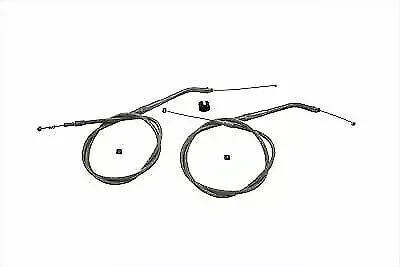 33.66" Stainless Steel Throttle and Idle Cable Set for Harley Davidson by V-Twin