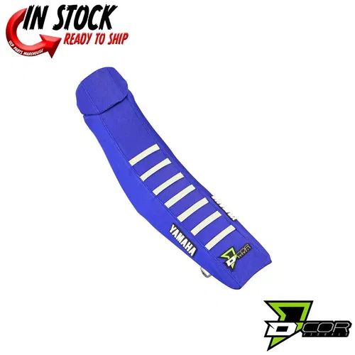D'COR Seat Cover Blue/White Ribs Yamaha YZ250F 2019-22 YZ450F 2018-22