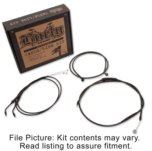 Burly Black Vinyl Extended Cable Kit Clubman Bar Harley Sportster 07-13 Sngl Dsc