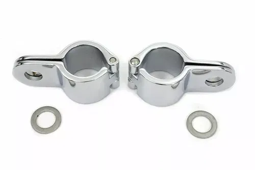 Chrome 1-1/8  Footpeg Mount Clamp Set for Harley Davidson by V-Twin
