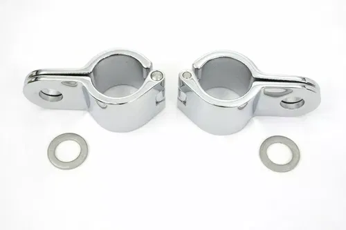 Chrome 1-1/8  Footpeg Mount Clamp Set for Harley Davidson by V-Twin