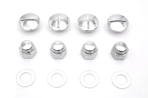 Rocker Arm Slotted Chrome Cover Plug Kit for Harley Davidson by V-Twin