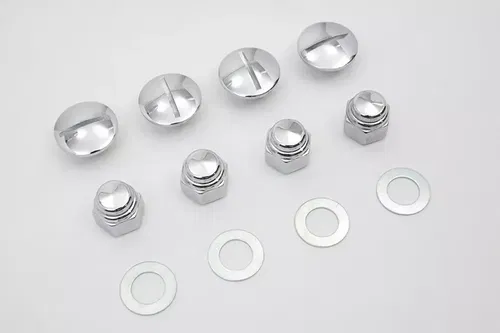 Rocker Arm Slotted Chrome Cover Plug Kit for Harley Davidson by V-Twin
