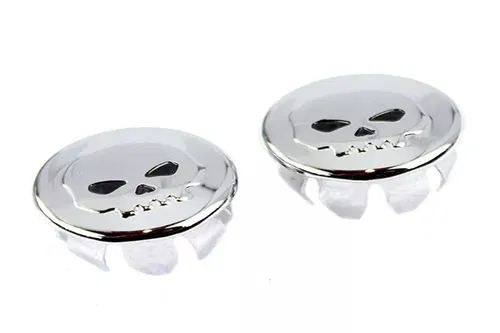 Skull Handlebar End Plug Set Chrome fits Harley Davidson 28-0882