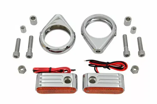 Turn Signal Kit Front with 49mm Fork Clamps for Harley Davidson by V-Twin