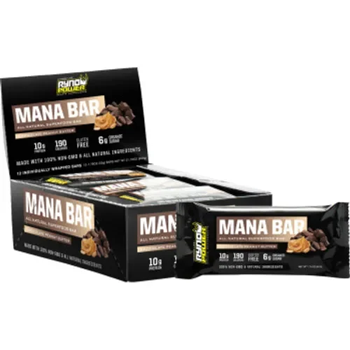 RYNO POWER Mana Protein Bar Chocolate Peanut Butter  12 Pack