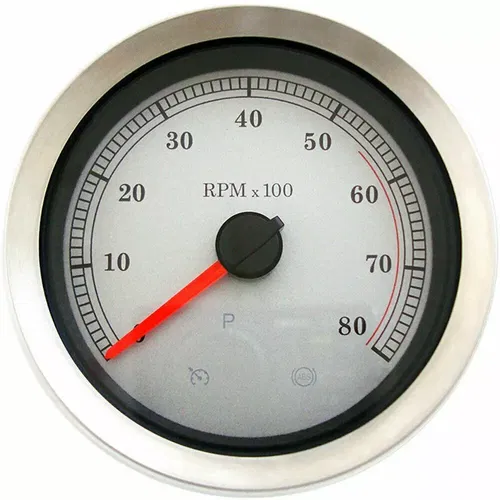 Stock Repl. 4" Electronic Tachometer White Face 2004-13 Harley Models 2211-0167