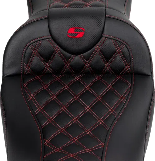 SADDLEMEN Roadsofa* Fits Seat - With Backrest - Red Stitch - FL '08-'23