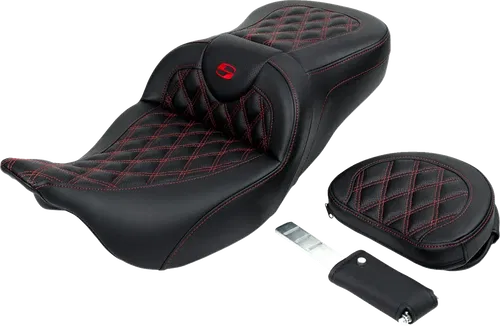 SADDLEMEN Roadsofa* Fits Seat - With Backrest - Red Stitch - FL '08-'23