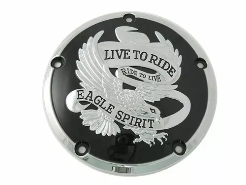 Eagle Spirit Derby Cover Black for Harley Davidson by V-Twin