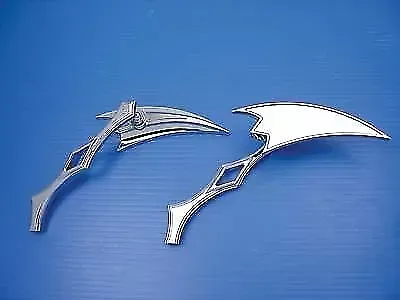 Crescent Mirror Set with Billet Twisted Stems for Harley Davidson by V-Twin