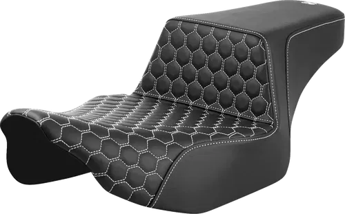 SADDLEMEN Step-Up Fits Seat - Extended Reach - Front Honeycomb - White Stitch -