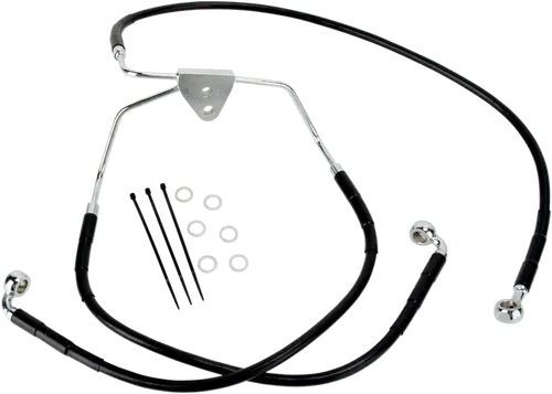 DRAG SPECIALTIES Brake Line - Front - Black - +4" 620085-4BLK
