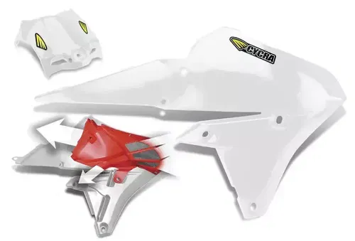 Cycra Motorcycle Powerflow Radiator Shrouds White 1CYC-1782-42