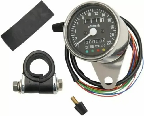 4 Light 2:1 Mini Mechanical KPH Metric Speedometer Speedo Harley Softail Chopper