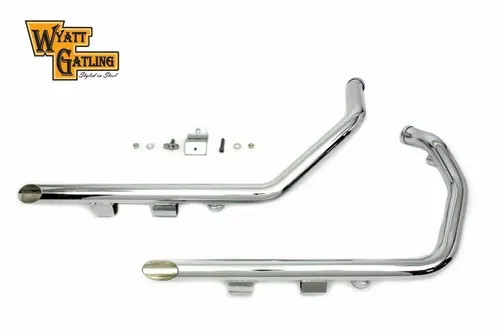 Wyatt Gatling Exhaust Drag Pipe Set Slash Cut for Harley Davidson by V-Twin