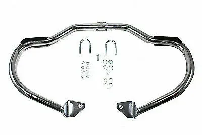 Chrome Front Engine Bar with Footpeg Pads for Harley Davidson by V-Twin