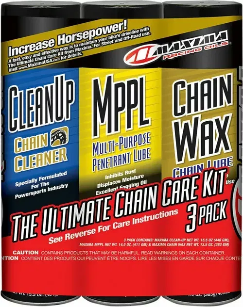Maxima Racing Oil Motorcycle Chain Care Kit Bundle: Clean Up MPPL & Chain Wax