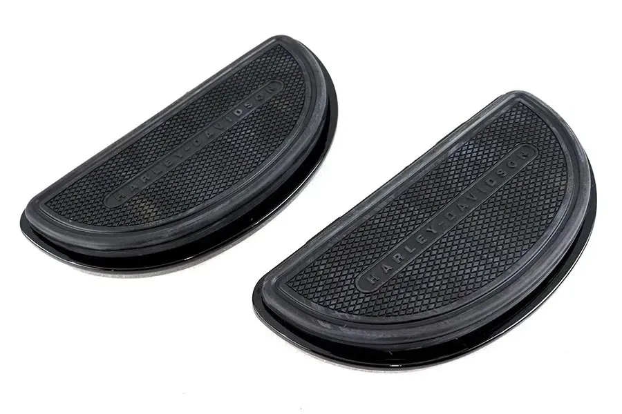 Gloss Black Passenger Half Moon Footboard Set fits Harley Davidson V-Twin