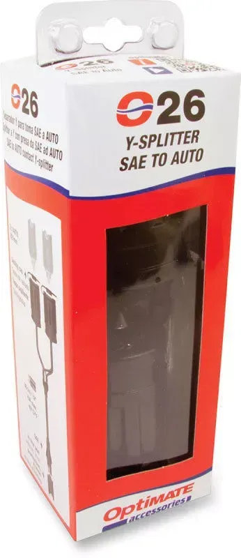 TecMate OptiMate Y-Splitter Cable, SAE to 2 x AUTO Cigarette Lighter Socket O26