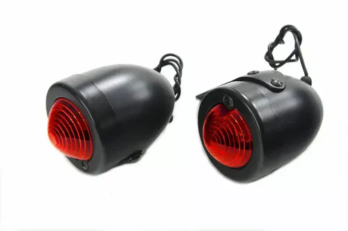 Black Replica Red Bullet Marker Lamp Set for Harley Davidson by V-Twin
