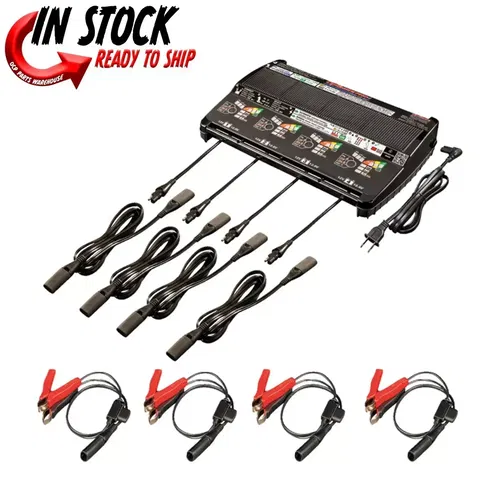 NEW TECMATE OPTIMATE PRO-4 DUO BATTERY CHARGER 4 CHARGING PLUGS