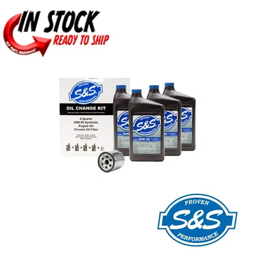S&S CYCLE OIL CHANGE KIT SYNTHETIC 20W-50 HARLEY  '99-'17 TWIN CAM 153969-BLACK