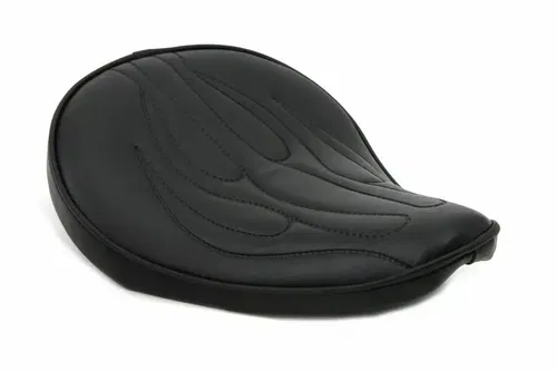Black Solo Seat with Flame Stitch Small for Harley Davidson by V-Twin