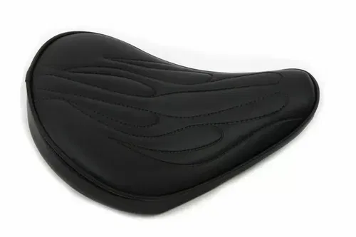 Black Solo Seat with Flame Stitch Small for Harley Davidson by V-Twin