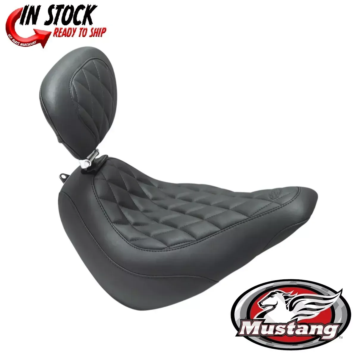 Mustang Seat Diamond Stitch w/Backrest For Harley Softail Slim 2018-2021