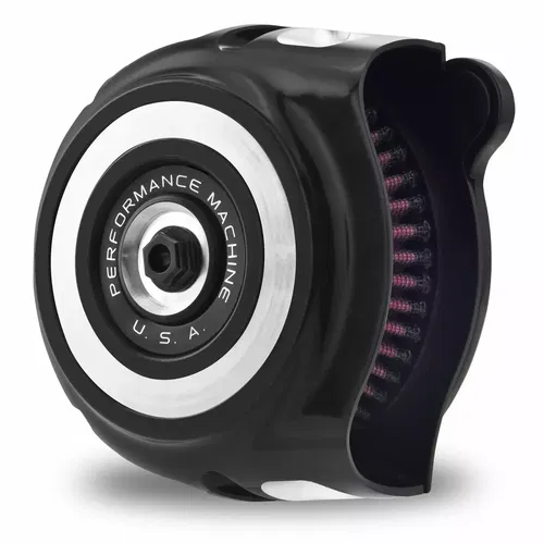 Performance Machine PM Black Contrast Cut Vintage Air Cleaner Harley 08-16 TBW