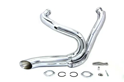 Chrome Wyatt Gatling 2 into 1 Exhaust Pipe Header Kit fits Harley-Davidson