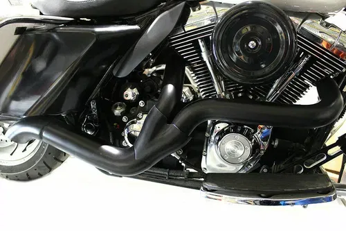 2 into 1 Exhaust Header Set Black for Harley Davidson by V-Twin