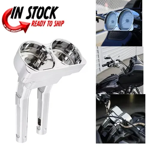 ARLEN NESS Method Bagger Chrome Kickback Handlebar Risers & Gauge Pod 520-033