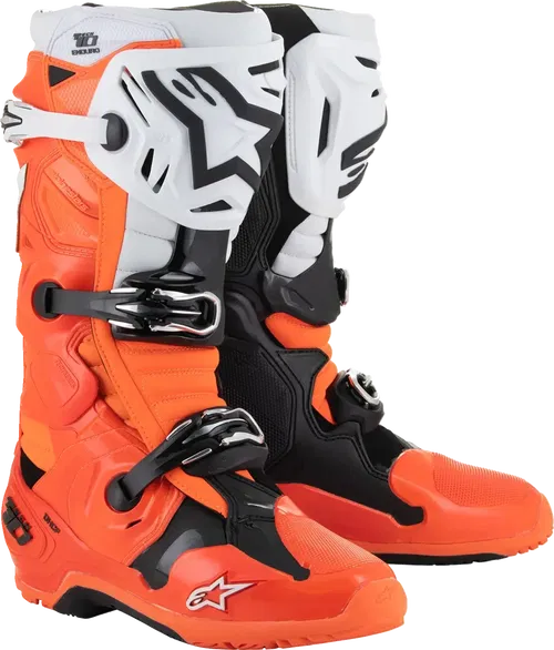 ALPINESTARS Tech 10 Enduro Boots - Fluorescent Orange/Black/White - US 9