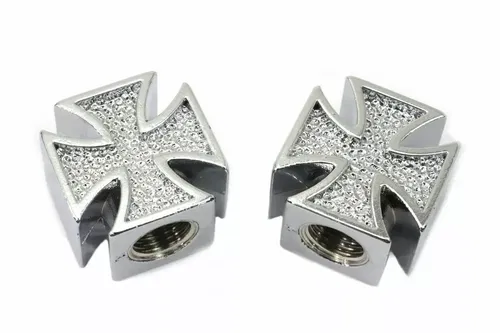 V-Twin Chrome Maltese Cross Valve Set Cover Set for Harley Davidson