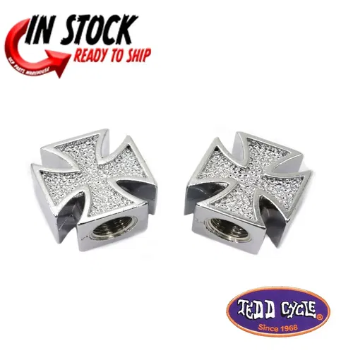 V-Twin Chrome Maltese Cross Valve Set Cover Set for Harley Davidson