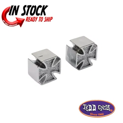 V-Twin Chrome Maltese Cross Valve Set Cover Set for Harley Davidson