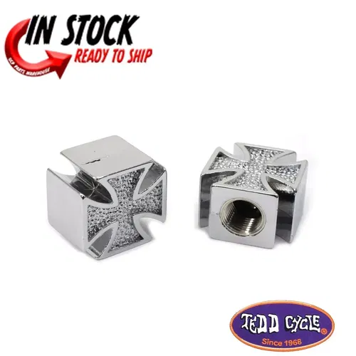 V-Twin Chrome Maltese Cross Valve Set Cover Set for Harley Davidson