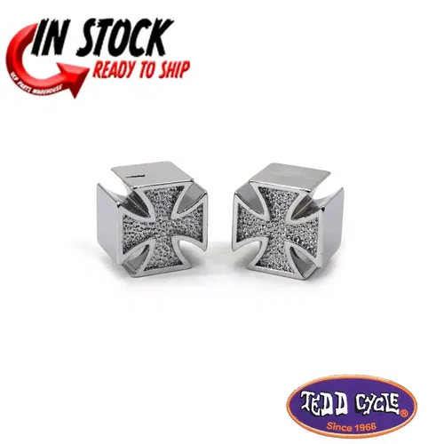 V-Twin Chrome Maltese Cross Valve Set Cover Set for Harley Davidson