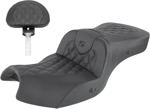 SADDLEMEN Heated Roadsofa* Fits Seat - Lattice Stitch - W/ Backrest - GL