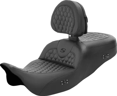 SADDLEMEN RoadSofa* Fits Seat - Honeycomb - With Backrest - Heated - FL '08-'23