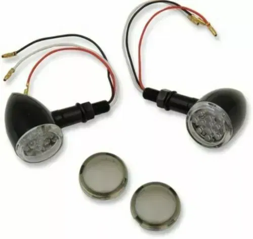 Black LED Mini Deuce Marker Lights Red w/ Clear & Smoke Lens for Harley