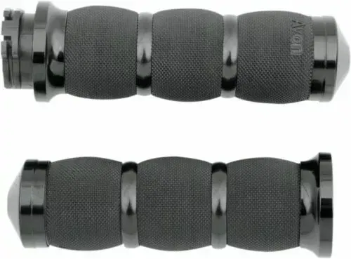 AVON Air Cushion Grips for H-D Motorcycles w/Cable Throttle Anodized Black