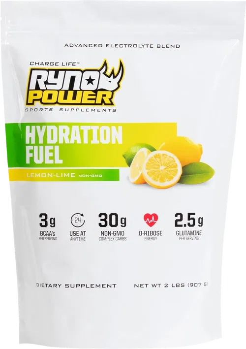 RYNO POWER Hydration Fuel Drink Mix - Lemon/Lime - Fits 2 Lb - 20 Servings