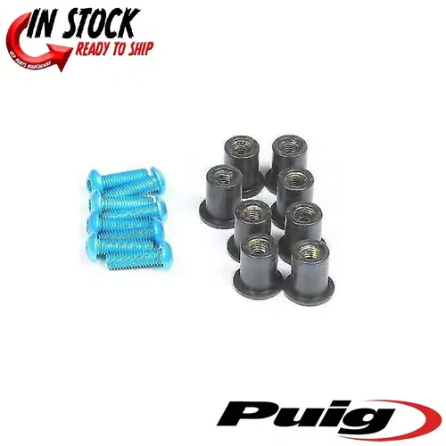 Puig Windscreen Well Nut Screw Kit Blue