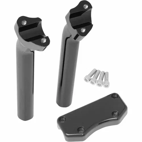Drag Specialties 9.5" Black Handlebar Risers 1.5" Pullback/Top Clamp Kit Harley