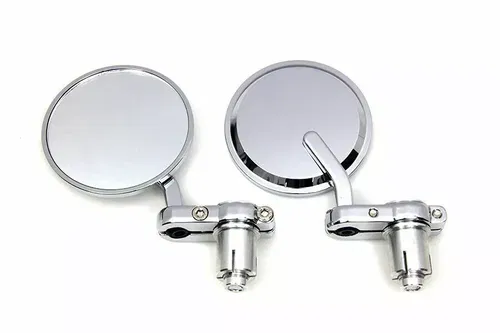 Cafe Style Mirror Set Chrome for Harley Davidson by V-Twin