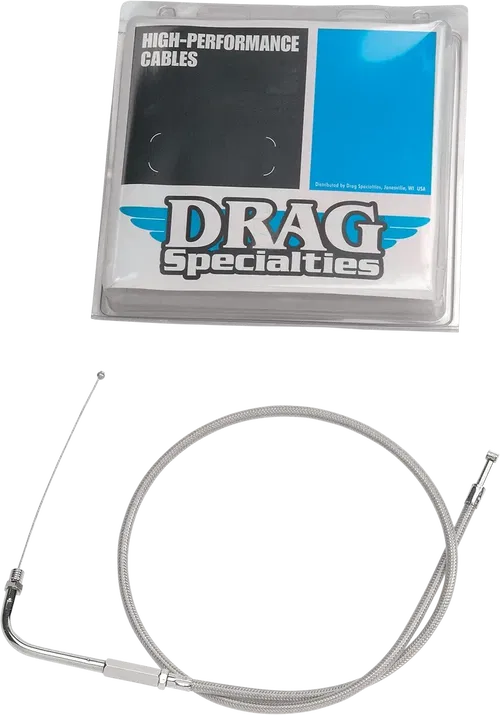 DRAG SPECIALTIES Stainless Braided Throttle Cable - Fits 32-1/2" 5332000B