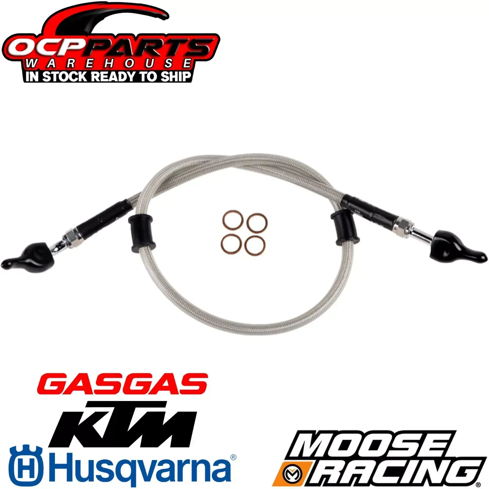 MOOSE RACING STAINLESS STEEL BRAIDED BRAKE LINE 2006-2022 GAS GAS HUSKY KTM 65